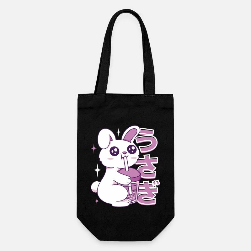 Kawaii Bunny Bubble Tea - Gift Bag for Bottles - black