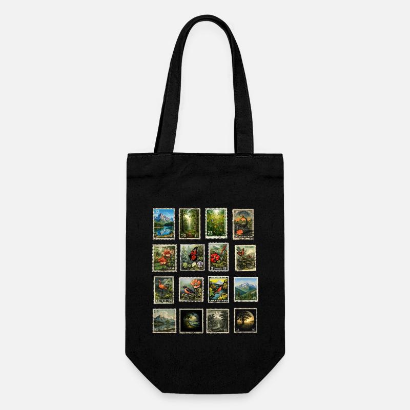 Postage stamps help nature - Gift Bag for Bottles - black