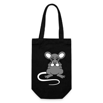 Mouse Nasty Angry Frustrated Aggressive Middle Finger - Gift Bag for Bottles - black - Front