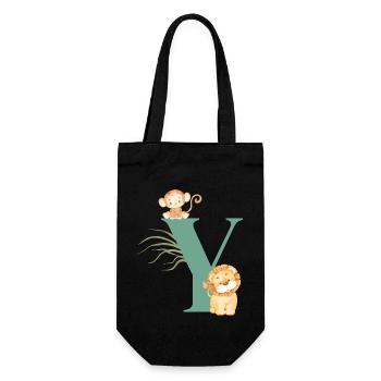 Letter y green jungle animals - Gift Bag for Bottles - black - Front