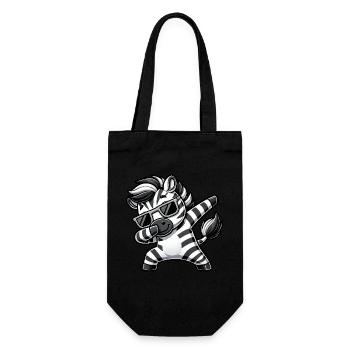Cooles Zebra Dab Cartoon mit Sonnenbrille - Geschenkbeutel für Flaschen - Schwarz - Vorne