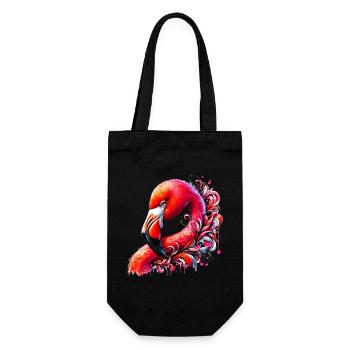Flamingo - Geschenkbeutel für Flaschen - Schwarz - Vorne