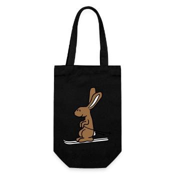 Rabbit Ski Bunny Skiing Winter Skiing Snow - Gift Bag for Bottles - black - Front