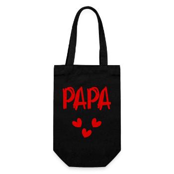 PAPA. VATERTAG. FROHER VATERTAG. ALLES GUTE ZUM GEBURTSTAG. - Geschenkbeutel für Flaschen - Schwarz - Vorne