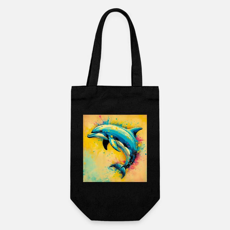 Delfin - Geschenkbeutel für Flaschen - Schwarz