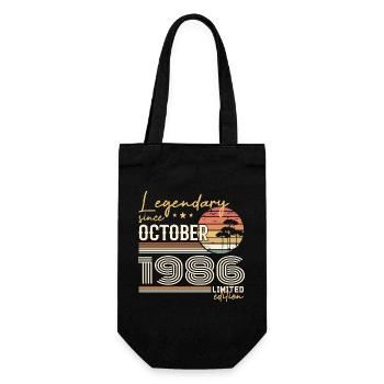 Oktober 1986 Geschenk - Genial seit Oktober 1986 - Geschenkbeutel für Flaschen - Schwarz - Vorne