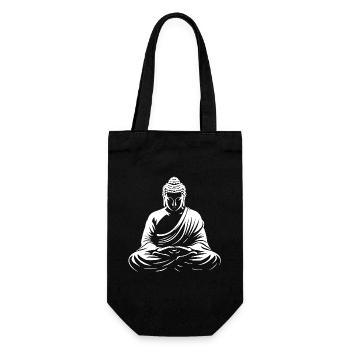 Buddha bei Meditation weiß - Geschenkbeutel für Flaschen - Schwarz - Vorne
