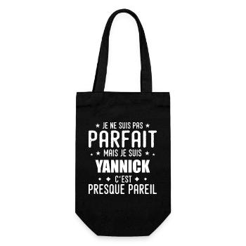 Yannick: authentisch, unvollkommen, Top, Perfektion - Geschenkbeutel für Flaschen - Schwarz - Vorne