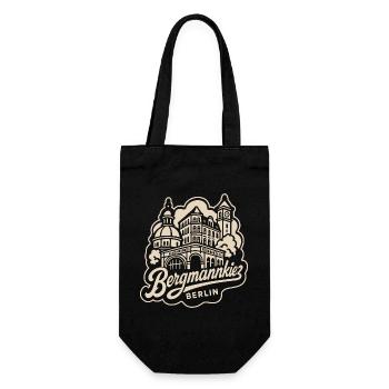 Bergmannkiez Berlin Architektur Vintage - Geschenkbeutel für Flaschen - Schwarz - Vorne