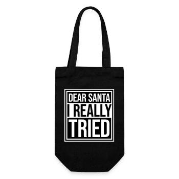 Dear Santa I Really Tried Christmas Humor Funny - Gift Bag for Bottles - black - Front