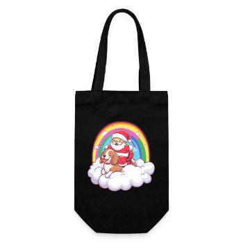 Beagle Hund Weihnachtsmann Weihnachten - Geschenkbeutel für Flaschen - Schwarz - Vorne
