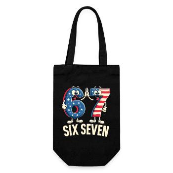 US Flag 67 Memes Six Seven - Geschenkbeutel für Flaschen - Schwarz - Vorne