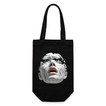 Zerbrochene Porzellanmaske - Geschenkbeutel für Flaschen - Schwarz - Vorne