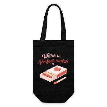 Perfektes Match Liebeszitat süßes Paar-Design - Geschenkbeutel für Flaschen - Schwarz - Vorne
