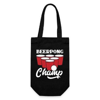 BeerPong Champion Motiv - Geschenkbeutel für Flaschen - Schwarz - Vorne