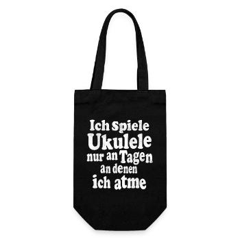 Ich spiele Ukulele nur an Tagen an denen ich atme - Geschenkbeutel für Flaschen - Schwarz - Vorne