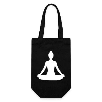Yoga Silhouetten weiß Meditation  - Geschenkbeutel für Flaschen - Schwarz - Vorne
