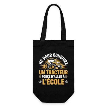 Geboren, um einen Traktor zu fahren, gezwungen, zum Eco zu fahren - Geschenkbeutel für Flaschen - Schwarz - Vorne