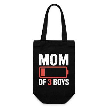 Mom of 3 Boys Battery Icon Tee - Gift Bag for Bottles - black - Front