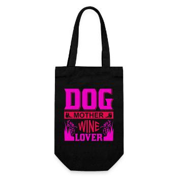 Hunde-Mutter-Weinliebhaber-Witzige Mama-Shirt - Geschenkbeutel für Flaschen - Schwarz - Vorne