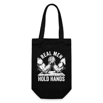 Arm Wrestling – Real Men Holding Hands - Gift Bag for Bottles - black - Front