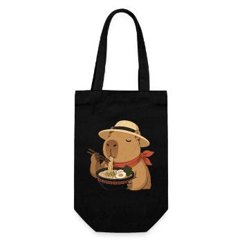 Capybara Ramen: Kawaii japanische Köstlichkeit - Geschenkbeutel für Flaschen - Schwarz - Vorne