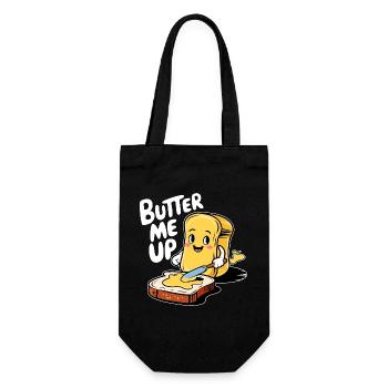 Toast de dessin animé Butter Me Up drôle - Sac à bouteille - noir - Devant