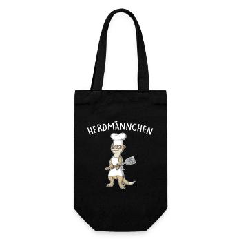 Herdmännchen – Erdmännchen am Grill - Geschenkbeutel für Flaschen - Schwarz - Vorne