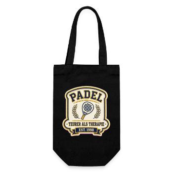 Padel Shirt Teurer Als Therapie | Padel Geschenk - Geschenkbeutel für Flaschen - Schwarz - Vorne