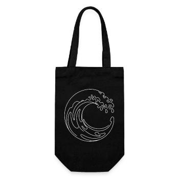 Ocean Wave – Art minimaliste Sea Wave - Sac à bouteille - noir - Devant