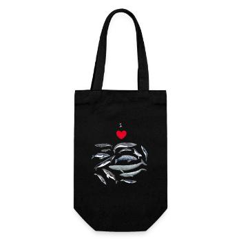 Love the whales - I love whales - Baleines - Gift Bag for Bottles - black - Front