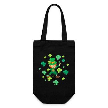Dancing Leprechaun Dabbing Shamrocks Lucky Charm - Gift Bag for Bottles - black - Front