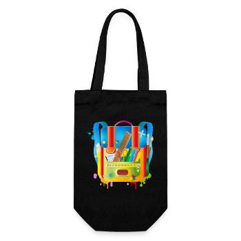 colorful school ranches with school accessories - Gift Bag for Bottles - black - Front