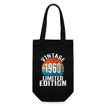 Geburtsjahr 1960 Vintage Limited Edition Retro - Geschenkbeutel für Flaschen - Schwarz - Vorne