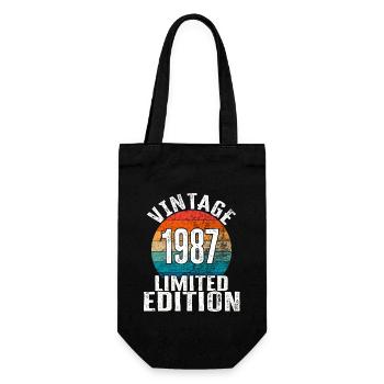 Geburtsjahr 1987 Vintage Limited Edition Retro - Geschenkbeutel für Flaschen - Schwarz - Vorne