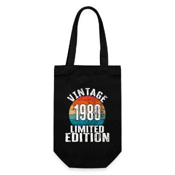 Geburtsjahr 1980 Vintage Limited Edition Retro - Geschenkbeutel für Flaschen - Schwarz - Vorne