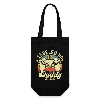 Leveled up to Daddy 2022, Daddy Gift 2022 - Gift Bag for Bottles - black - Front