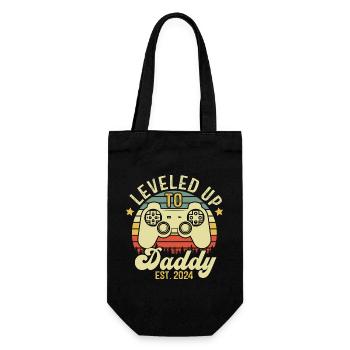 Leveled up to Daddy 2024, Daddy Gift 2024 - Gift Bag for Bottles - black - Front