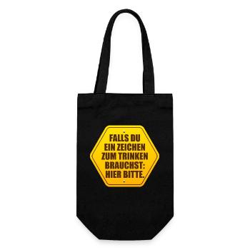 Zeichen Zum Trinken Saufshirt Mallorca Saufen Bier - Geschenkbeutel für Flaschen - Schwarz - Vorne