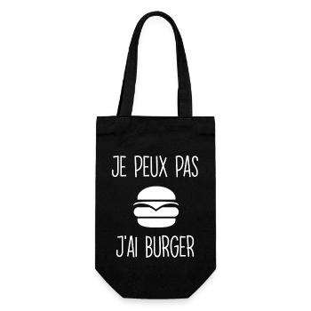 Je peux pas j'ai BURGER" T-Shirt - Tendance & Fun - Sac à bouteille - noir - Devant