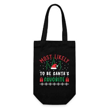 Most Likely To Be Santa's Favorite - Christmas - Gift Bag for Bottles - black - Front
