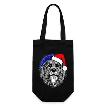 Weihnachten Hund süß lustig Hunde Tier Welpe 9 - Geschenkbeutel für Flaschen - Schwarz - Vorne