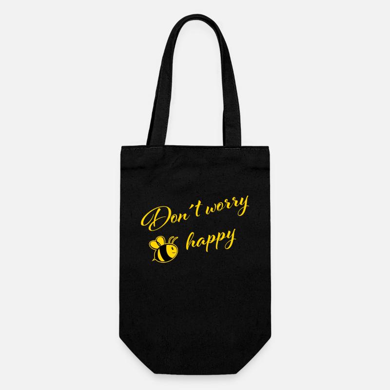 Don´t worry Bee happy - Geschenkbeutel für Flaschen - Schwarz