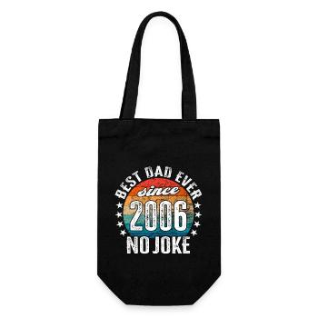 Bester Papa der Welt seit 2006 No Joke - Geschenkbeutel für Flaschen - Schwarz - Vorne