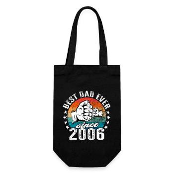 Bester Papa der Welt seit 2006 Kapitän - Geschenkbeutel für Flaschen - Schwarz - Vorne