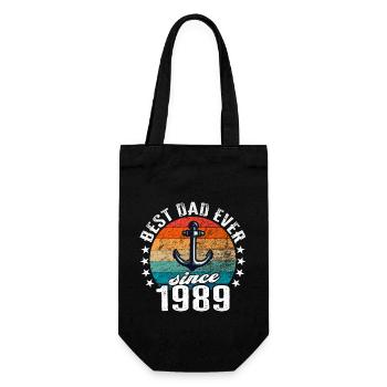 Bester Papa der Welt seit 1989 Kapitän - Geschenkbeutel für Flaschen - Schwarz - Vorne