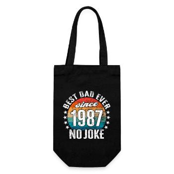 Bester Papa der Welt seit 1987 No Joke - Geschenkbeutel für Flaschen - Schwarz - Vorne