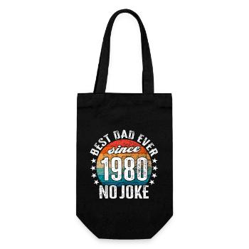 Bester Papa der Welt seit 1980 No Joke - Geschenkbeutel für Flaschen - Schwarz - Vorne