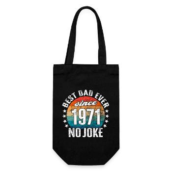 Bester Papa der Welt seit 1971 No Joke - Geschenkbeutel für Flaschen - Schwarz - Vorne
