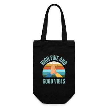 High Five und gute Laune - Geschenkbeutel für Flaschen - Schwarz - Vorne